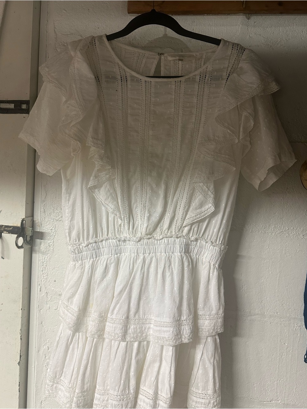 LoveShackFancy White Lace-Trimmed Blouse